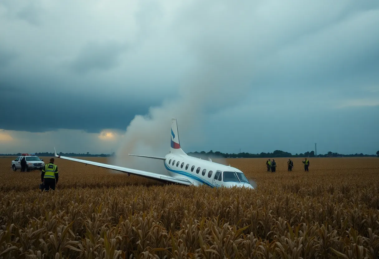 Emergency responders at the scene of a plane crash in Levy County, Florida