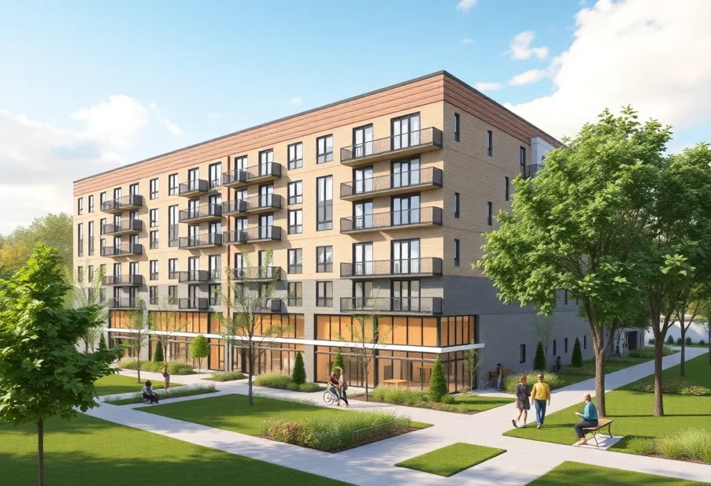 Conceptual design of a senior housing mid-rise building in St. Petersburg.