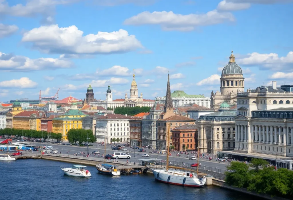 Skyline of St. Petersburg, Florida, with urban and waterfront features.