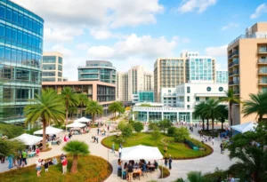 St. Petersburg Florida cityscape with community events