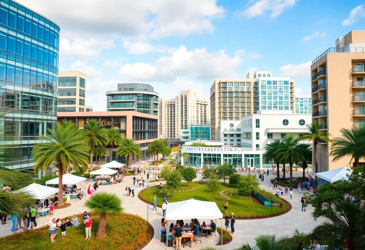 St. Petersburg Florida cityscape with community events