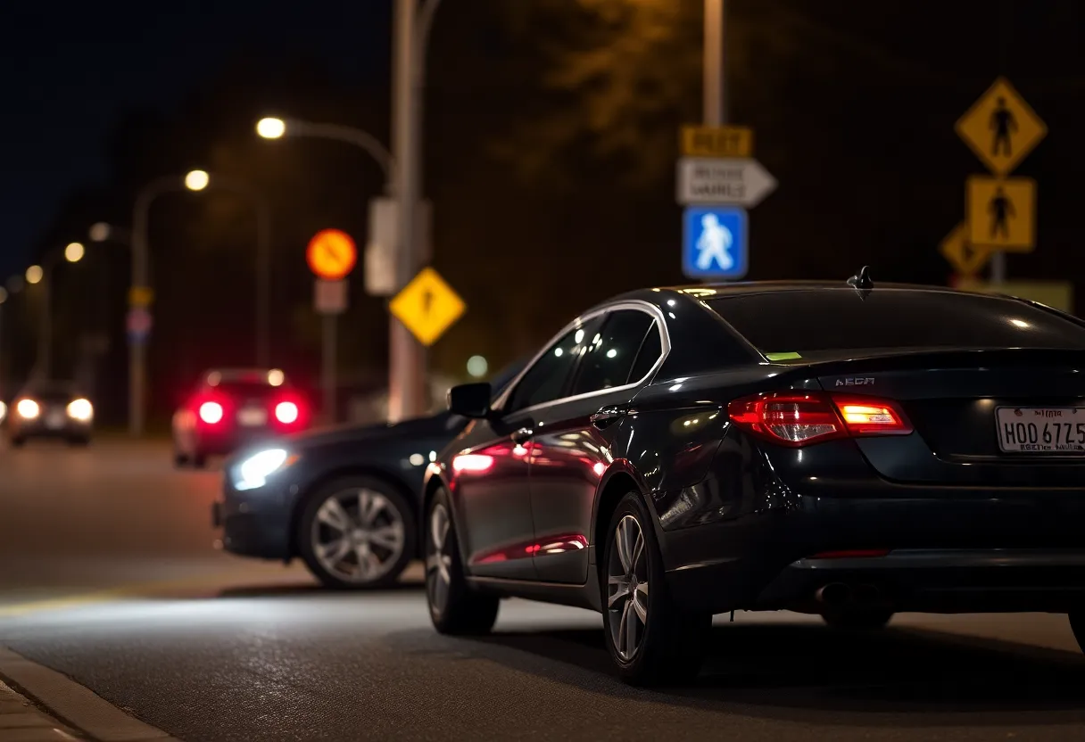Dark sedan involved in a hit-and-run incident