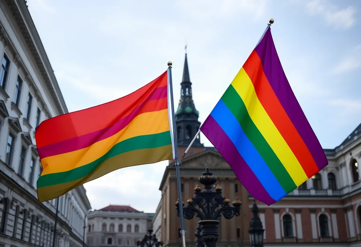 Flags representing LGBTQ+ diversity in St. Petersburg