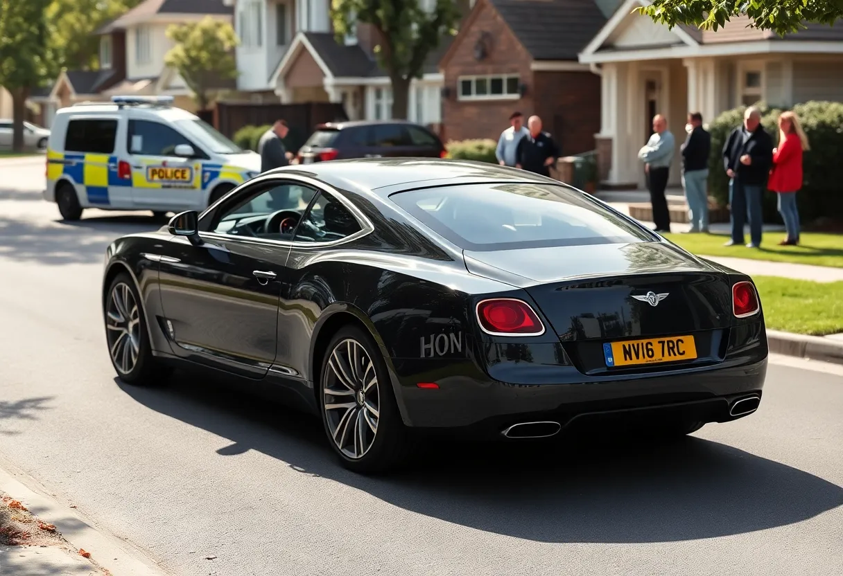 Luxury car parked with police presence in St. Petersburg
