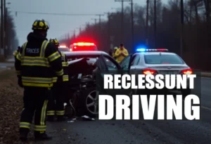 Emergency responders at a car crash scene