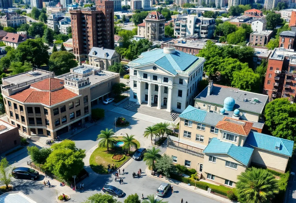 Aerial view of new urban developments in St. Petersburg
