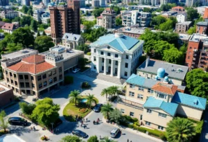 Aerial view of new urban developments in St. Petersburg