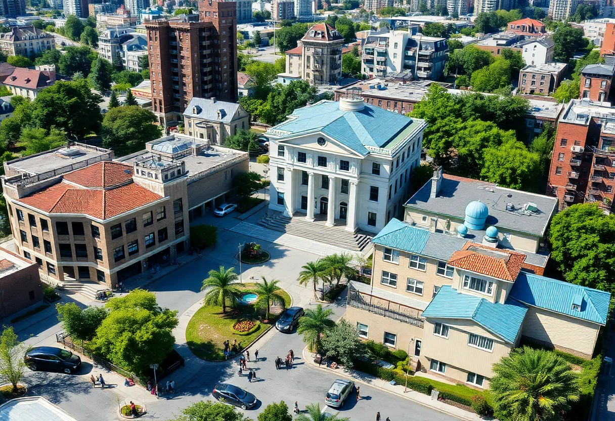 Aerial view of new urban developments in St. Petersburg