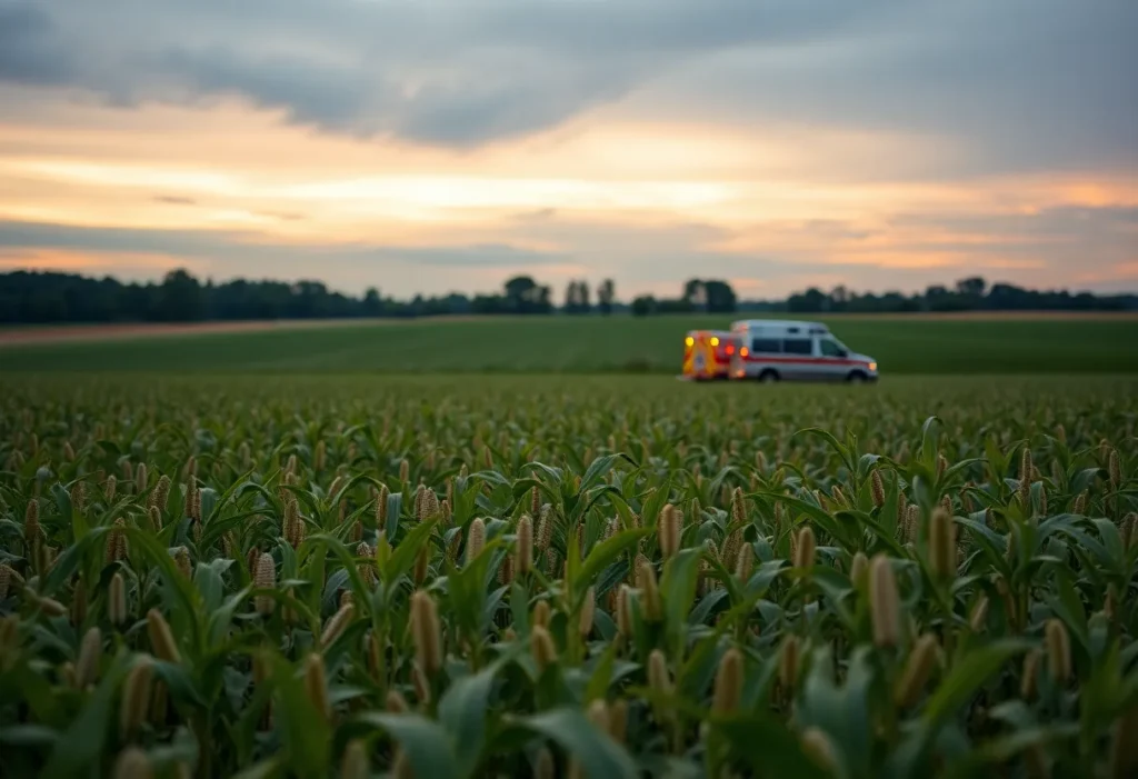Scene of a peanut field where a plane crash occurred near Williston, Florida.