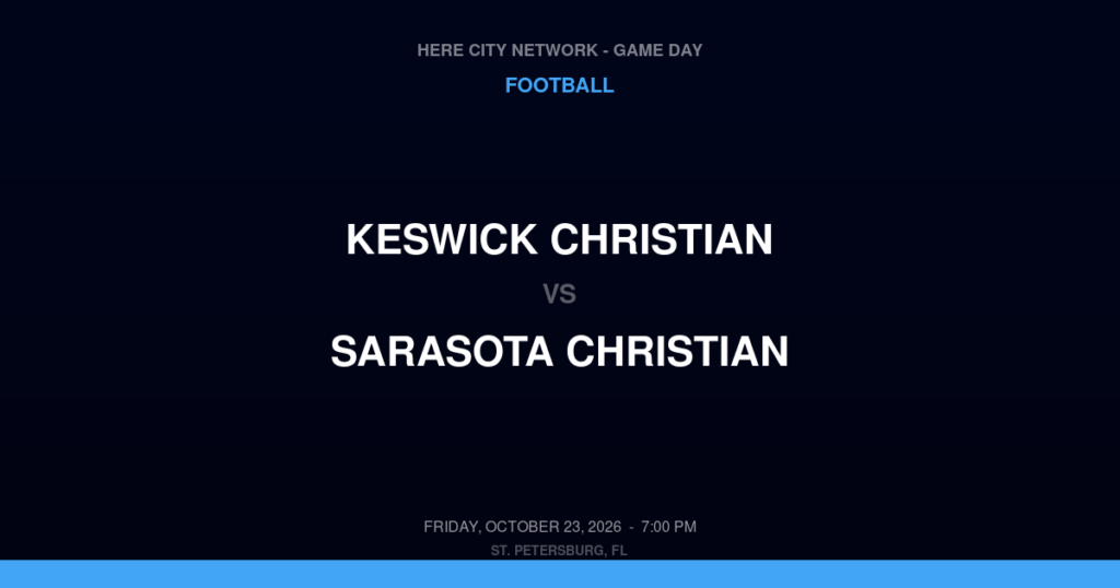 Keswick Christian vs. Sarasota Christian — Football Game Day — Sarasota, FL — Oct 23, 2026